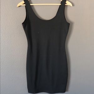 Black basic form fitting mini slip bodycon dress